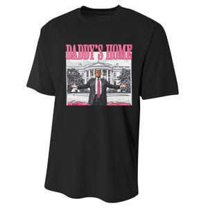 Funny Trump Pink Daddys Home  Trump 2024 Performance Sprint T-Shirt