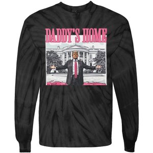 Funny Trump Pink Daddys Home  Trump 2024 Tie-Dye Long Sleeve Shirt