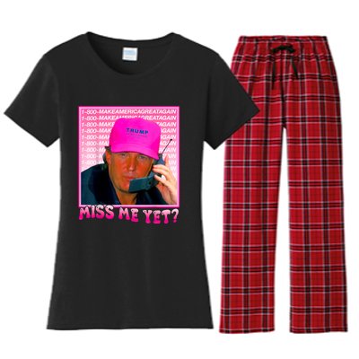 Funny Trump Pink Miss Me Yet Trump 2024 President 2024 Women's Flannel Pajama Set