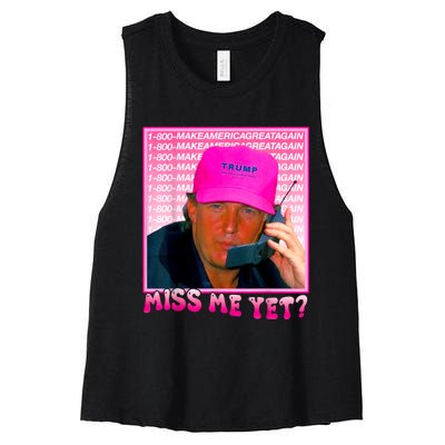 Funny Trump Pink Miss Me Yet Trump 2024 President 2024 Women's Racerback Cropped Tank