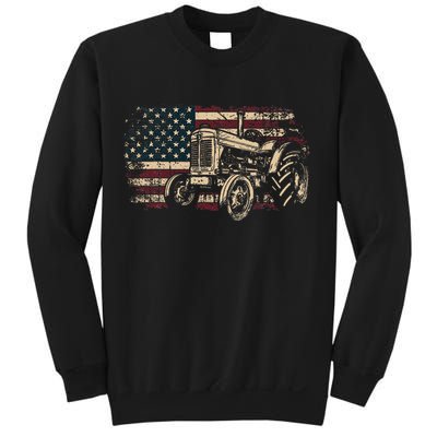 Farm Tractor Proud Farmer Patriotic American Flag Tractor Sweatshirt
