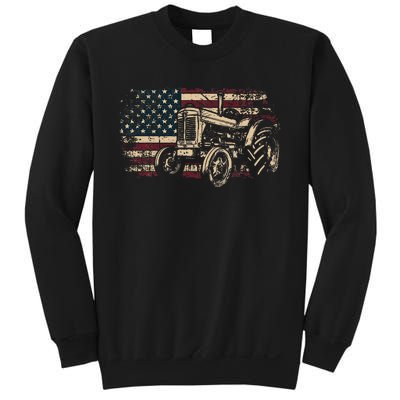 Farm Tractor Proud Farmer Patriotic American Flag Tractor Sweatshirt