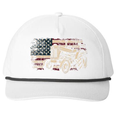 Farm Tractor Proud Farmer Patriotic American Flag Tractor Snapback Five-Panel Rope Hat