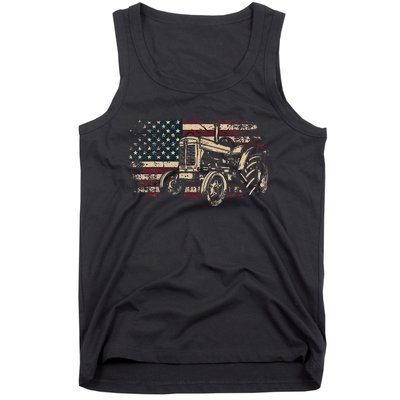 Farm Tractor Proud Farmer Patriotic American Flag Tractor Tank Top