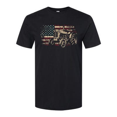 Farm Tractor Proud Farmer Patriotic American Flag Tractor Softstyle CVC T-Shirt