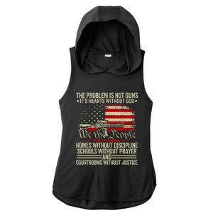 Funny The Problem Is Not Guns ItS Hearts Without God Ladies PosiCharge Tri-Blend Wicking Draft Hoodie Tank