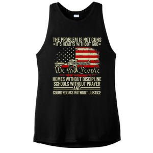 Funny The Problem Is Not Guns ItS Hearts Without God Ladies PosiCharge Tri-Blend Wicking Tank