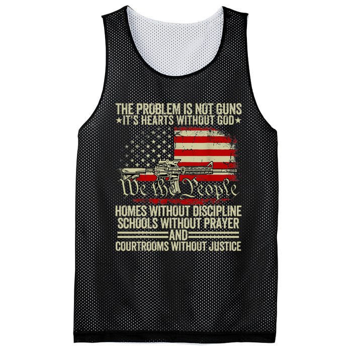 Funny The Problem Is Not Guns ItS Hearts Without God Mesh Reversible Basketball Jersey Tank