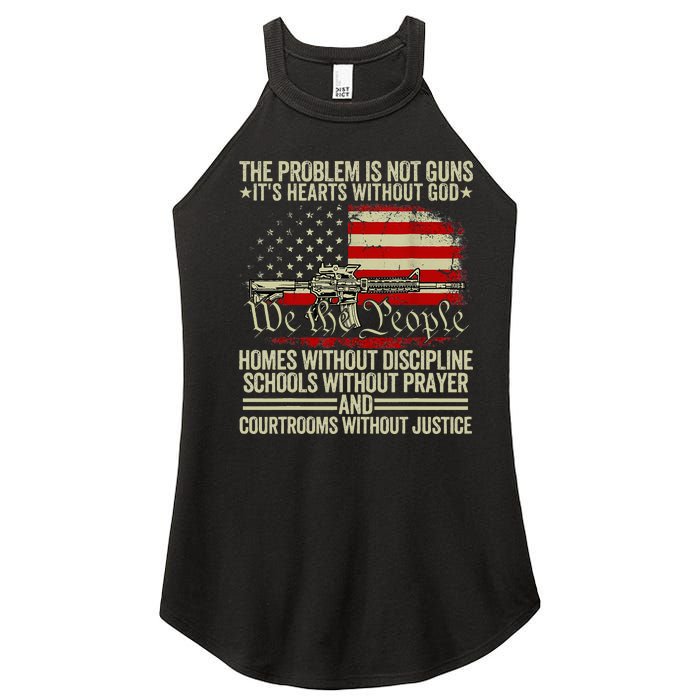 Funny The Problem Is Not Guns ItS Hearts Without God Women's Perfect Tri Rocker Tank