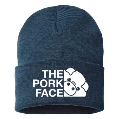 Funny The Pork Face Joke Parody Sustainable Knit Beanie