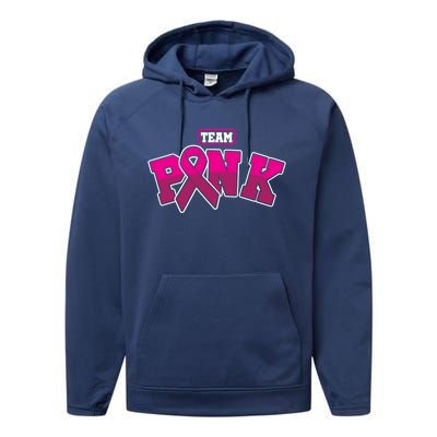 Feminist Team Pink Ribbon Breast Cancer Awareness Month Cute Gift Performance Fleece Hoodie