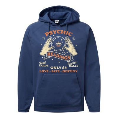 Fortune Teller Psychic Readings Tarot Crystal Ball Vintage Cool Gift Performance Fleece Hoodie