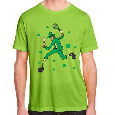 Funny Tennis Player Leprechaun St Patrick's Day Tennis Fan Gift Adult ChromaSoft Performance T-Shirt