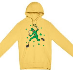 Funny Tennis Player Leprechaun St Patrick's Day Tennis Fan Gift Premium Pullover Hoodie