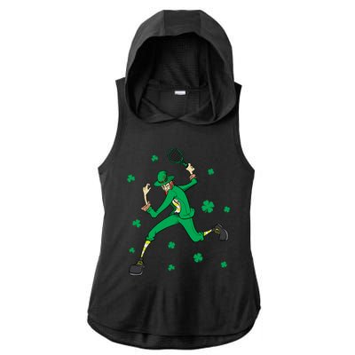 Funny Tennis Player Leprechaun St Patrick's Day Tennis Fan Gift Ladies PosiCharge Tri-Blend Wicking Draft Hoodie Tank