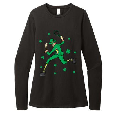 Funny Tennis Player Leprechaun St Patrick's Day Tennis Fan Gift Womens CVC Long Sleeve Shirt