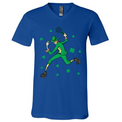 Funny Tennis Player Leprechaun St Patrick's Day Tennis Fan Gift V-Neck T-Shirt