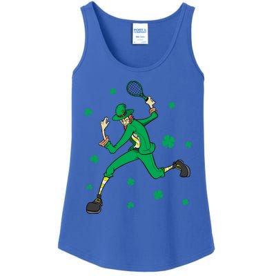 Funny Tennis Player Leprechaun St Patrick's Day Tennis Fan Gift Ladies Essential Tank