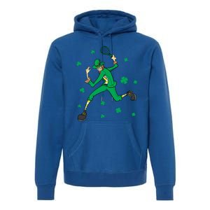 Funny Tennis Player Leprechaun St Patrick's Day Tennis Fan Gift Premium Hoodie