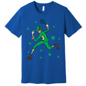 Funny Tennis Player Leprechaun St Patrick's Day Tennis Fan Gift Premium T-Shirt