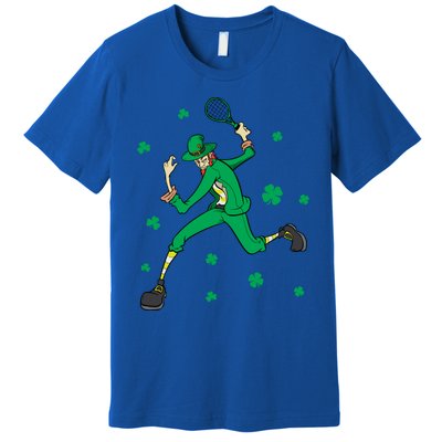 Funny Tennis Player Leprechaun St Patrick's Day Tennis Fan Gift Premium T-Shirt