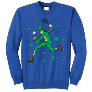 Funny Tennis Player Leprechaun St Patrick's Day Tennis Fan Gift Tall Sweatshirt