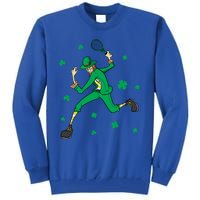 Funny Tennis Player Leprechaun St Patrick's Day Tennis Fan Gift Tall Sweatshirt