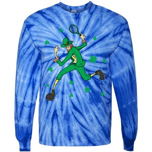 Funny Tennis Player Leprechaun St Patrick's Day Tennis Fan Gift Tie-Dye Long Sleeve Shirt