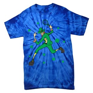 Funny Tennis Player Leprechaun St Patrick's Day Tennis Fan Gift Tie-Dye T-Shirt