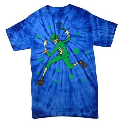 Funny Tennis Player Leprechaun St Patrick's Day Tennis Fan Gift Tie-Dye T-Shirt