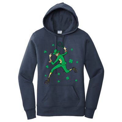 Funny Tennis Player Leprechaun St Patrick's Day Tennis Fan Gift Women's Pullover Hoodie