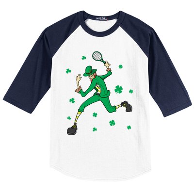 Funny Tennis Player Leprechaun St Patrick's Day Tennis Fan Gift Baseball Sleeve Shirt