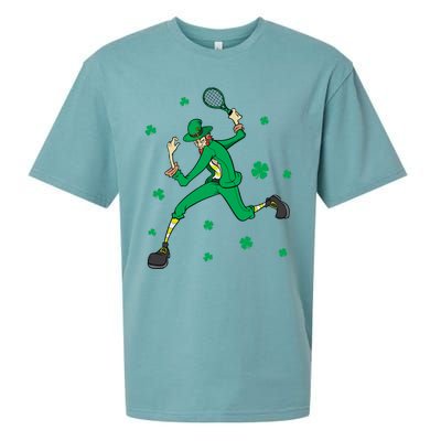 Funny Tennis Player Leprechaun St Patrick's Day Tennis Fan Gift Sueded Cloud Jersey T-Shirt