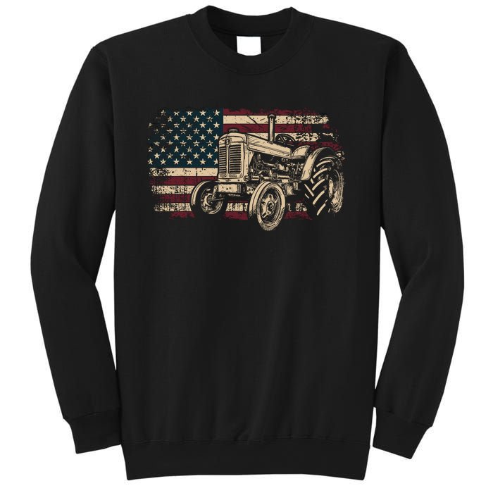 Farm Tractor Proud Farmer Patriotic American Flag Tractor Sweatshirt