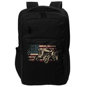 Farm Tractor Proud Farmer Patriotic American Flag Tractor Impact Tech Backpack