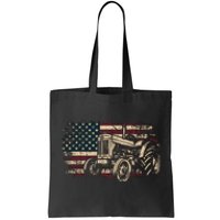 Farm Tractor Proud Farmer Patriotic American Flag Tractor Tote Bag