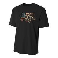 Farm Tractor Proud Farmer Patriotic American Flag Tractor Youth Performance Sprint T-Shirt