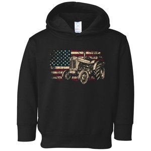 Farm Tractor Proud Farmer Patriotic American Flag Tractor Toddler Hoodie