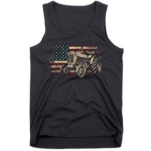 Farm Tractor Proud Farmer Patriotic American Flag Tractor Tank Top