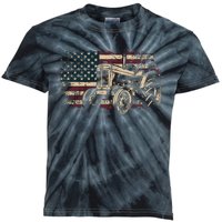 Farm Tractor Proud Farmer Patriotic American Flag Tractor Kids Tie-Dye T-Shirt