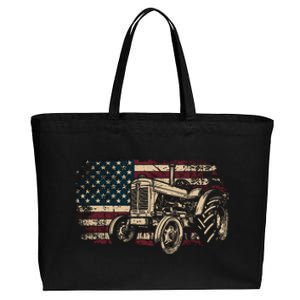 Farm Tractor Proud Farmer Patriotic American Flag Tractor Cotton Canvas Jumbo Tote