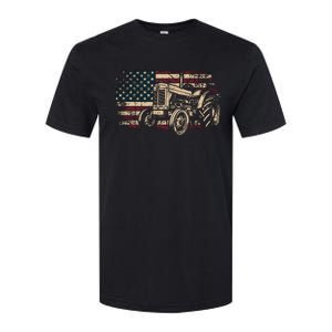 Farm Tractor Proud Farmer Patriotic American Flag Tractor Softstyle CVC T-Shirt