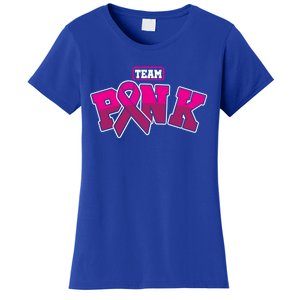 Feminist Team Pink Ribbon Breast Cancer Awareness Month Cute Gift Women's T-Shirt