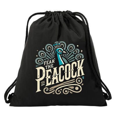 Fear The Peacock Peacocks Drawstring Bag