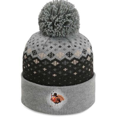 Funny Turkey Playing Ice Hockey Thanksgiving Gift The Baniff Cuffed Pom Beanie