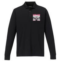 Funny Trump Pink Daddys Home Trump 2024 Performance Long Sleeve Polo