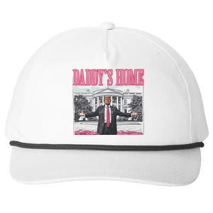 Funny Trump Pink Daddys Home Trump 2024 Snapback Five-Panel Rope Hat