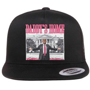 Funny Trump Pink Daddys Home Trump 2024 Flat Bill Trucker Hat