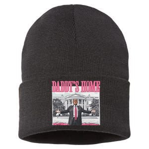 Funny Trump Pink Daddys Home Trump 2024 Sustainable Knit Beanie