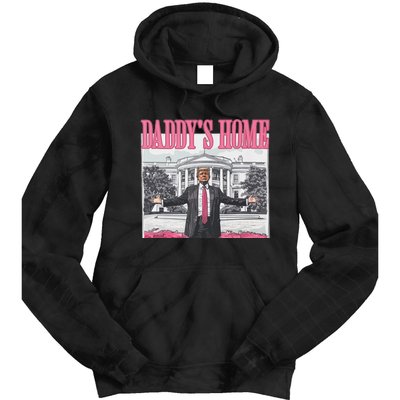 Funny Trump Pink Daddys Home Trump 2024 Tie Dye Hoodie